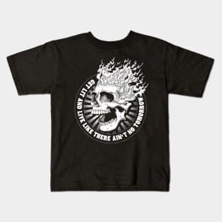 Get Lit Flame Party Skull Kids T-Shirt